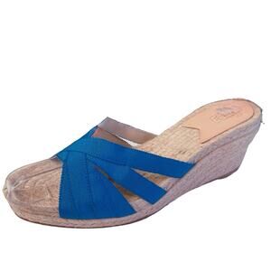 Stubbs & Wootton Grace Espadrille Sandal Slip On Peep Toe Shoe Blue Size 39 / 8